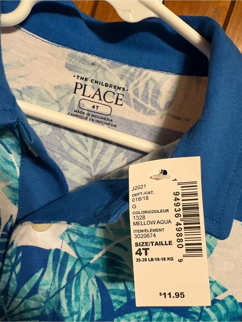 The Children's Place Blue and White Leaf-Print Polo